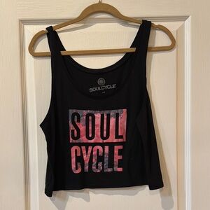 SoulCycle Black and Pink Graphic Crop Tank Top